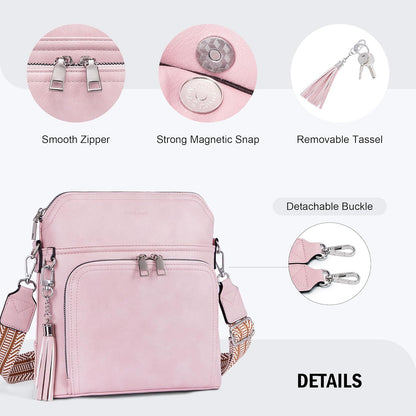 Crossbody Purse for Women,Lightweight Medium Crossbody Bag Soft Leather Women's Shoulder Handbags with Tassel