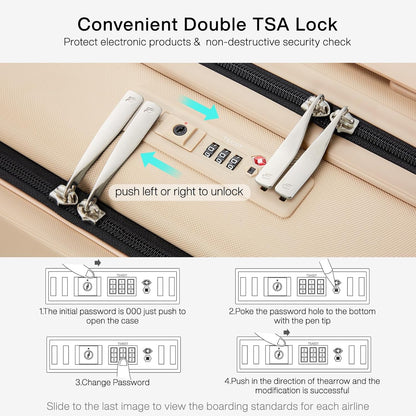 Hanke Grace Carry On Luggage with Wheels Airline Approved Hard Shell Suitcases with Front Pocket，Top Opening Luggage with TSA Lock for Short Business Travel， Cuban Sand.