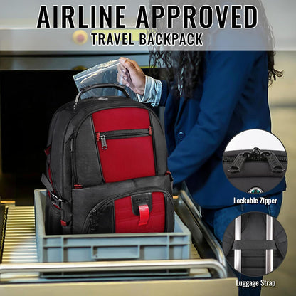 YOREPEK 18.4 Laptop Backpack,Large Backpacks Fit Most 18 Inch Laptop with USB Charger Port,TSA Friendly Flight Approved Weekend Carry on Backpack with Luggage Strap for Men and Women, Red
