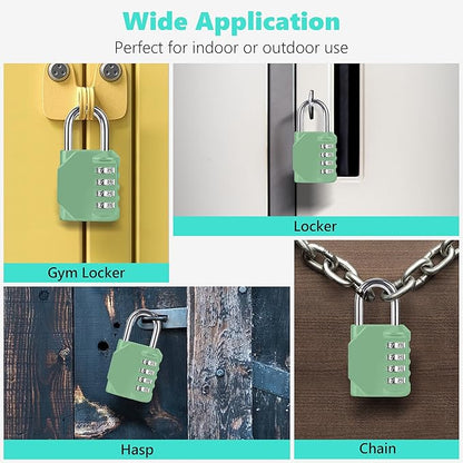 CL11KG Combination Lock, 4 Digit Outdoor Combination Padlock Set Your own Combination for Gym Locker Lock, School, Gates, Doors, Toolbox, Hasps and Storage (Khaki-Green *1)