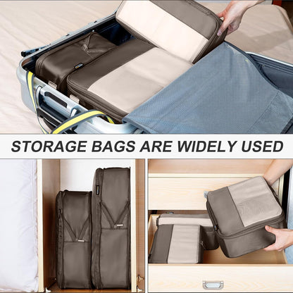 5 Set Compression Packing Cubes for Travel, Space Saving Luggage Organizer Bags (Charcoal Gray)