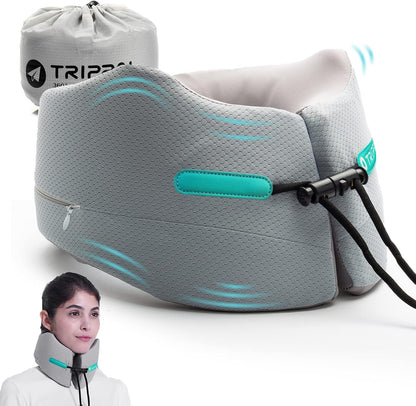 GOLDORANGE Travel Pillow Flight Neck Pillows Best Memory Foam Neck Pillows for Sleeping Airplane Car Home Office Chin Head Support Rest Travel Essentials with Compact Carry Bag Grey S