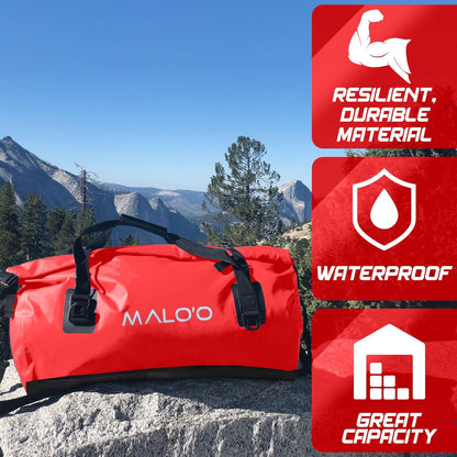 Malo'o Waterproof Dry Bag Duffel 40L/60L/100L, Roll Top Duffel Keeps Gear Dry for Kayaking, Rafting, Boating, Swimming, Camping, Hiking, Beach, Fishing - Internal & External Pockets and Molle Loops