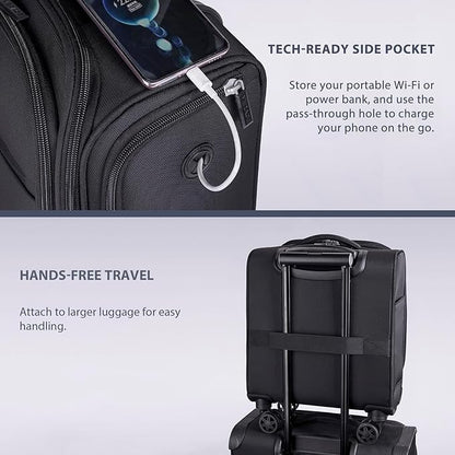 Verage Underseat Carry On Luggage with Wheels, 14.5-Inch Spinner Small Suitcase, Softside Lightweight Travel Bag for Men and Women, Airplane Carry On Bag, Black