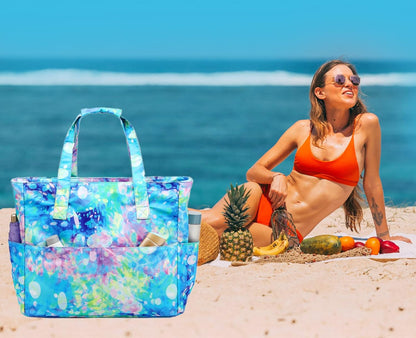 Waterproof Beach Tote Pool Bags for Women Ladies Extra Large Gym Tote Carry On Bag With Wet Compartment for Weekender Travel