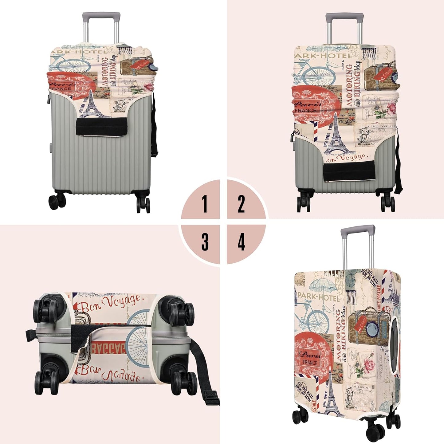 Travel Luggage Cover Suitcase Protector Fits 18-32 Inch Wheel Covers PatternedTravel Related Items Flower Luggage Protector Elastic L