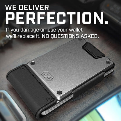 PROOF Wallet | Slim Minimalist Wallets for Men | Leather & Metal | RFID Wallet | Front/Back Pocket | Gift Box | Veteran Owned