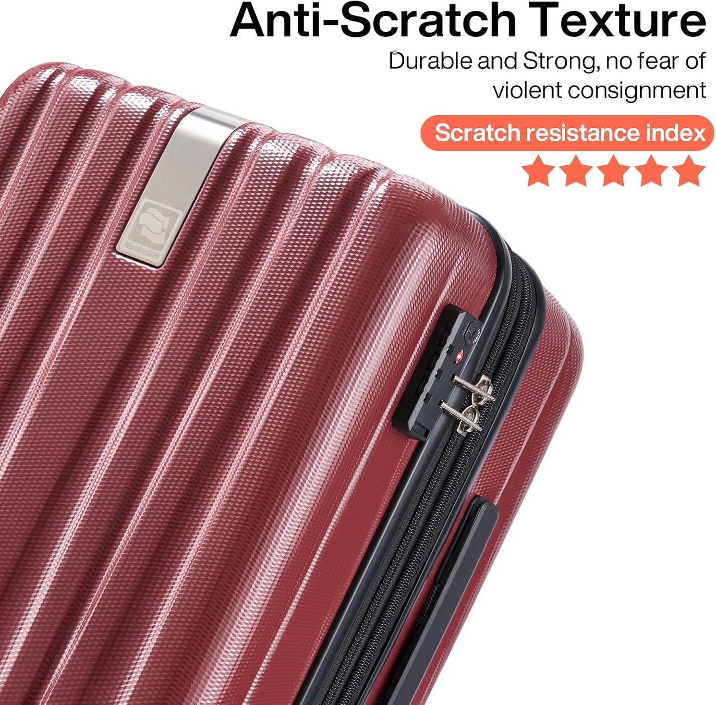 Hanke 20 Inch Carry On Luggage 22x14x9 Airline Approved Lightweight PC Hard Shell Suitcases with Wheels Travel Luggage Rolling Suitcase Travel Luggage Bag Christmas Gifts for Birthday （Burgundy）