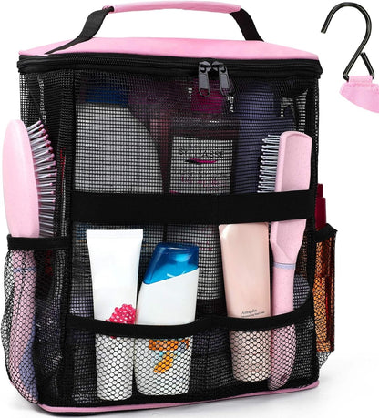 Mesh Shower Caddy,Portable HangingTravel Toiletry Bag Dorm Room Essentials for College Students Girls,Large Makeup Organizer for Full-Sized Toiletries,Travel Essentials for Women Girls Camping Beach