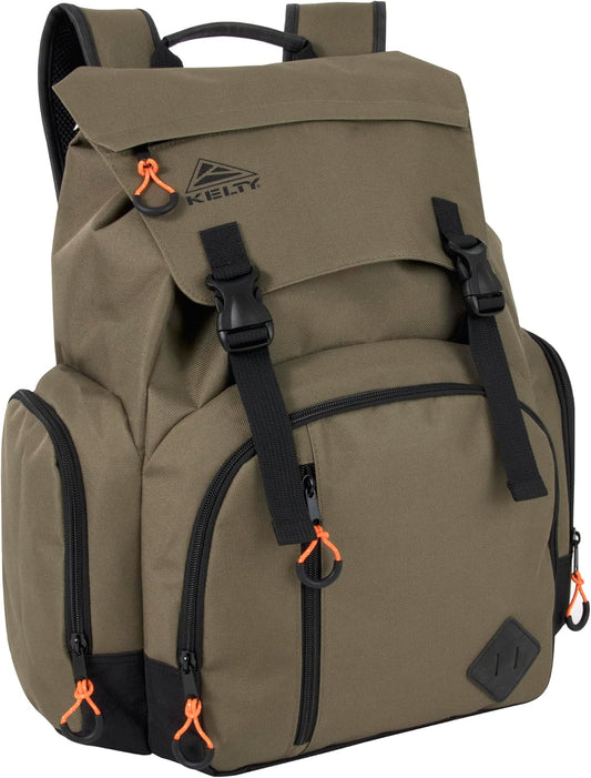 Kelty Hiking Backpacks 23 L Canvas Travel Laptop Backpack for Men Women, 18" Business Work Rucksack College Computer Bag (Olive Travel Pack)