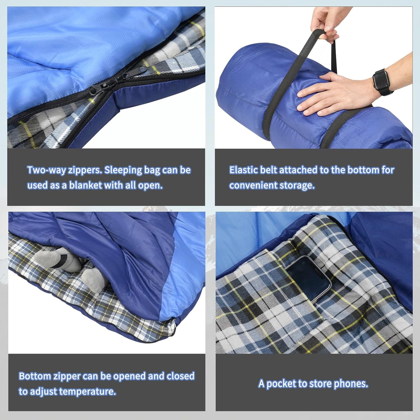 GEERTOP Flannel Sleeping Bag for Adults XXL 4 Season, 0 Degree Sleeping Bag for Winter Cold Weather