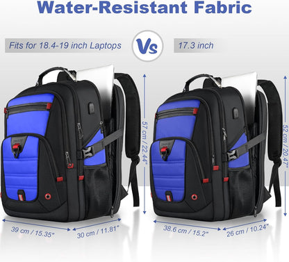 Z-MGKISS Gaming Laptop Travel Backpack Fits 18.4"-19" Laptops, Extra Large TSA Carry On Bag, College Business Work Mens Backpack, Blue