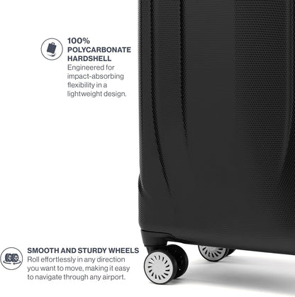 Travelpro Pathways 3 Hardside Expandable Luggage, 8 Spinner Wheels, Lightweight Hard Shell Suitcase, Carry On 21 Inch, Black Knight