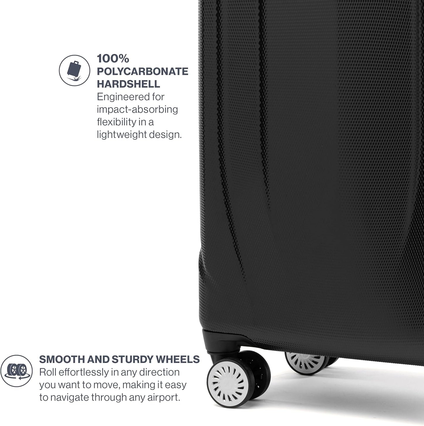 Travelpro Pathways 3 Hardside Expandable Luggage, 8 Spinner Wheels, Lightweight Hard Shell Suitcase, 3 Piece Set (21/25/28), Black Knight