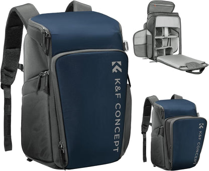 K&F CONCEPT Camera bags Waterproof 25L Large Capacity Camera Case with Raincover Camera Case 15.6 Inch Laptop Compartment Compatible with Canon/Nikon/Sony/DJI Mavic Drone Travel Camera Backpack