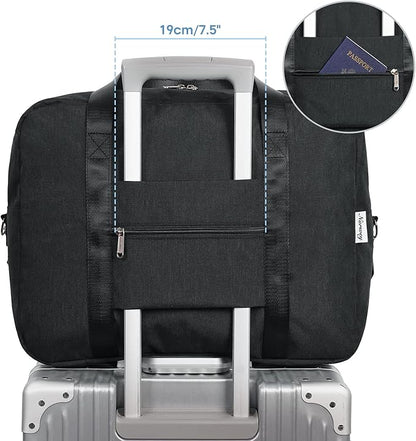 For Spirit Airlines Personal Item Bag 18x14x8 Foldable Travel Duffel Bag Underseat Carry on Luggage for Women and Men 30L (Black)