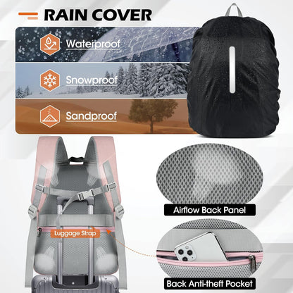 SDYSM Camera Bag Backpack Professional for DSLR SLR Mirrorless Camera Waterproof Laptop Back Pack 14 Inch with Rain Cover Anti Theft Travel Case Large Capacity Photography Backpack Pink