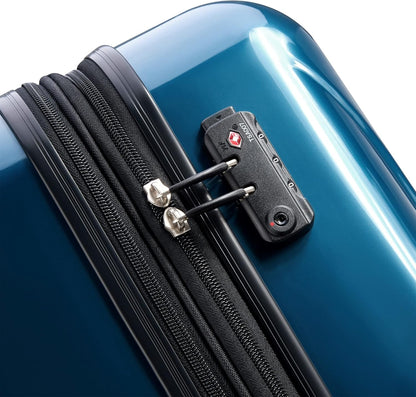 DELSEY PARIS Helium Aero Hardside Expandable Luggage with Spinner Wheels, Teal, Checked-Medium 24 Inch