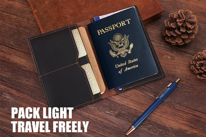 STAR VISTA Albatross Leather Travel Passport Holder, Minimalist Design, Full Grain Leather Case for Women and Men - Slim Passport Wallet, Bifold, RFID Blocking, Dark Chocolate