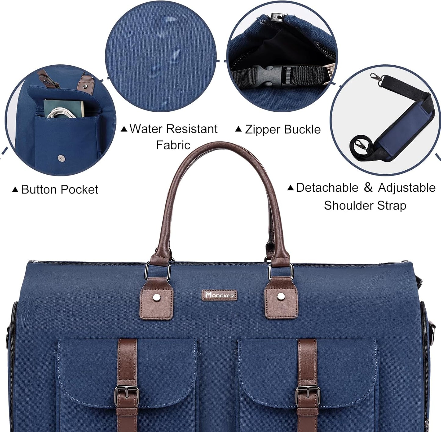 Modoker Garment Convertible Weekender Bag,Carry on Canvas Garment Duffle Bag Heavy Duty Overnight Bags for Men Women