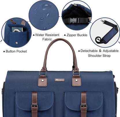 Modoker Garment Convertible Weekender Bag,Carry on Canvas Garment Duffle Bag Heavy Duty Overnight Bags for Men Women