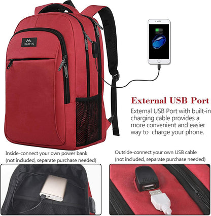 MATEIN 17 Inch Laptop Backpack for Women, Extra Large TSA Friendly Backpack with USB Charging Port, Anti Theft Carry On Flight Approved Business Work Travel College Computer Backpack Bag,Red