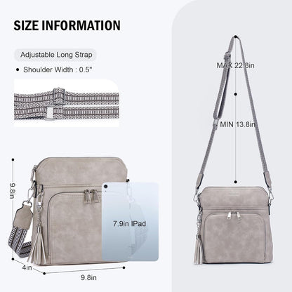 Crossbody Purse for Women,Lightweight Medium Crossbody Bag Soft Leather Women's Shoulder Handbags with Tassel