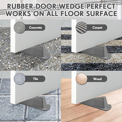 Frienda 2 Pcs Jumbo Door Stoppers Heavy Duty Door Stopper Tall up to 2inch Tall Wedge TPR Large Wedge Stackable Big Rubber Doorstop for Hotel Carpet Hardwood Concrete and Tile (Gray)