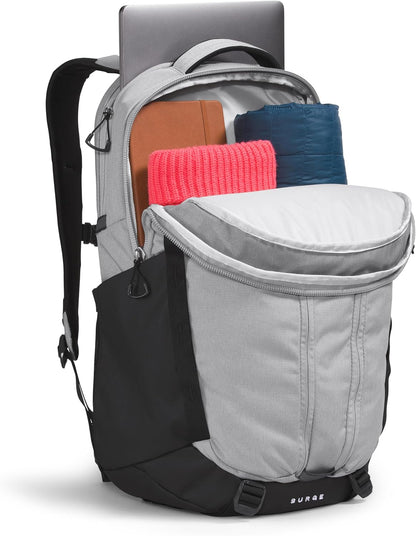 THE NORTH FACE Surge Commuter Laptop Backpack | Daypack with Water Repellent Finish, 16" Laptop Sleeve, Reflective Details, Meld Grey Dark Heather/TNF Black-NPF, One Size