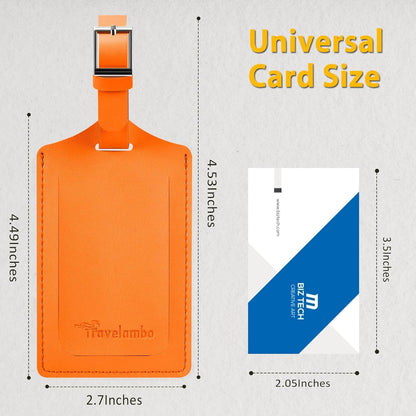Travelambo Luggage Tags for Suitcases Faux Leather Privacy Protection 12 Pack Bag Tags Travel Accessories Essential, Hot Orange