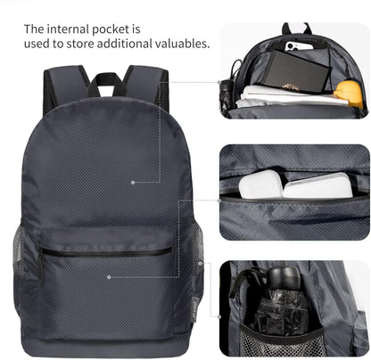pack all 20L Lightweight Packable Backpack, Water Resistant Foldable Backpack, Travel Hiking Daypack with Waterproof Zippers (Navy Blue)