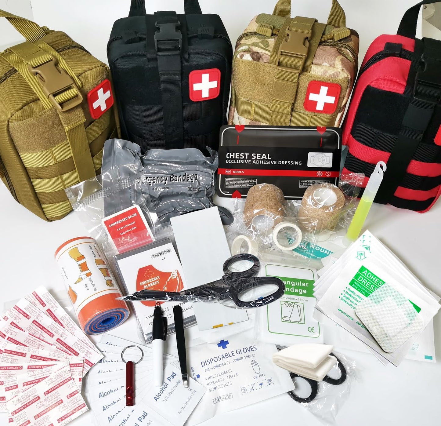 IFAK Kit Trauma Kit Military Medical First Aid Kits Bleeding Contral Emergency Survival Bug Out Bag for Camping Gear Supplies Hiking (Tan)
