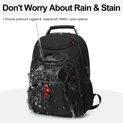 Boavan Laptop Backpack for men, 15.6 inch Laptop Bag with USB Port, Waterproof Travel Work Backpack Purse, Anti-Theft Teacher Nurse Doctor Casual Bookbags Office Business backpack，Black