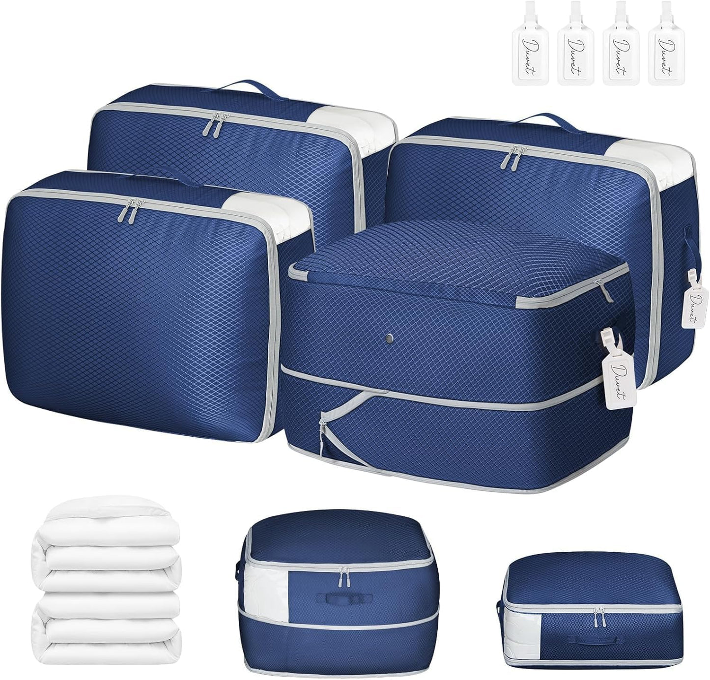 Comforter Storage Bag 66 L - 4 Pack Blanket Storage Organizer Compression Bags, Large Capacity Ultra Space Saving Self Organize for Bedding, Pillow, Duvet, Sheet Storage with Zipper Window
