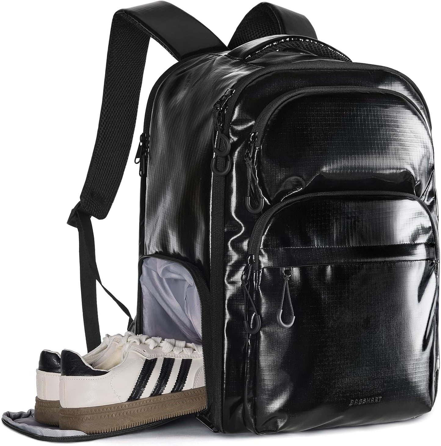 BAGSMART 30L Travel Backpack, 15.6 Inch Carry On Backpack Flight Approved, Personal Item Travel Bag, Water Resistant Weekender Bag Daypack, Black