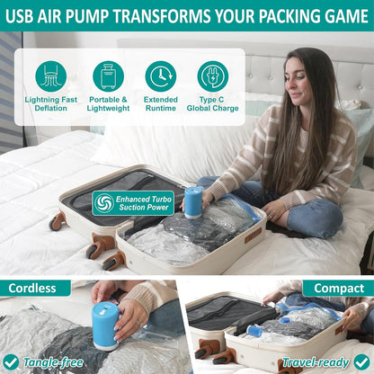 Cozy Essential 30 Pack Vacuum Storage Bags with Portable Electric Pump, Vacuum Seal Space Saver Bags for Clothing, Pillows, Blanket, Bedding, Comforter