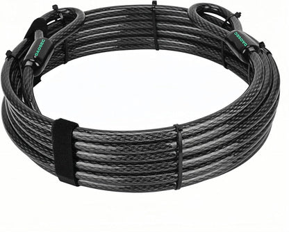 20 ft x 1/2" Heavy Duty Cut-Proof Security Cable | Flexible Vinyl-Coated Braided Steel with Looped Ends | Weatherproof Anti-Theft Locking Cable for Bikes, Gates, Kayaking & Outdoor Equipment