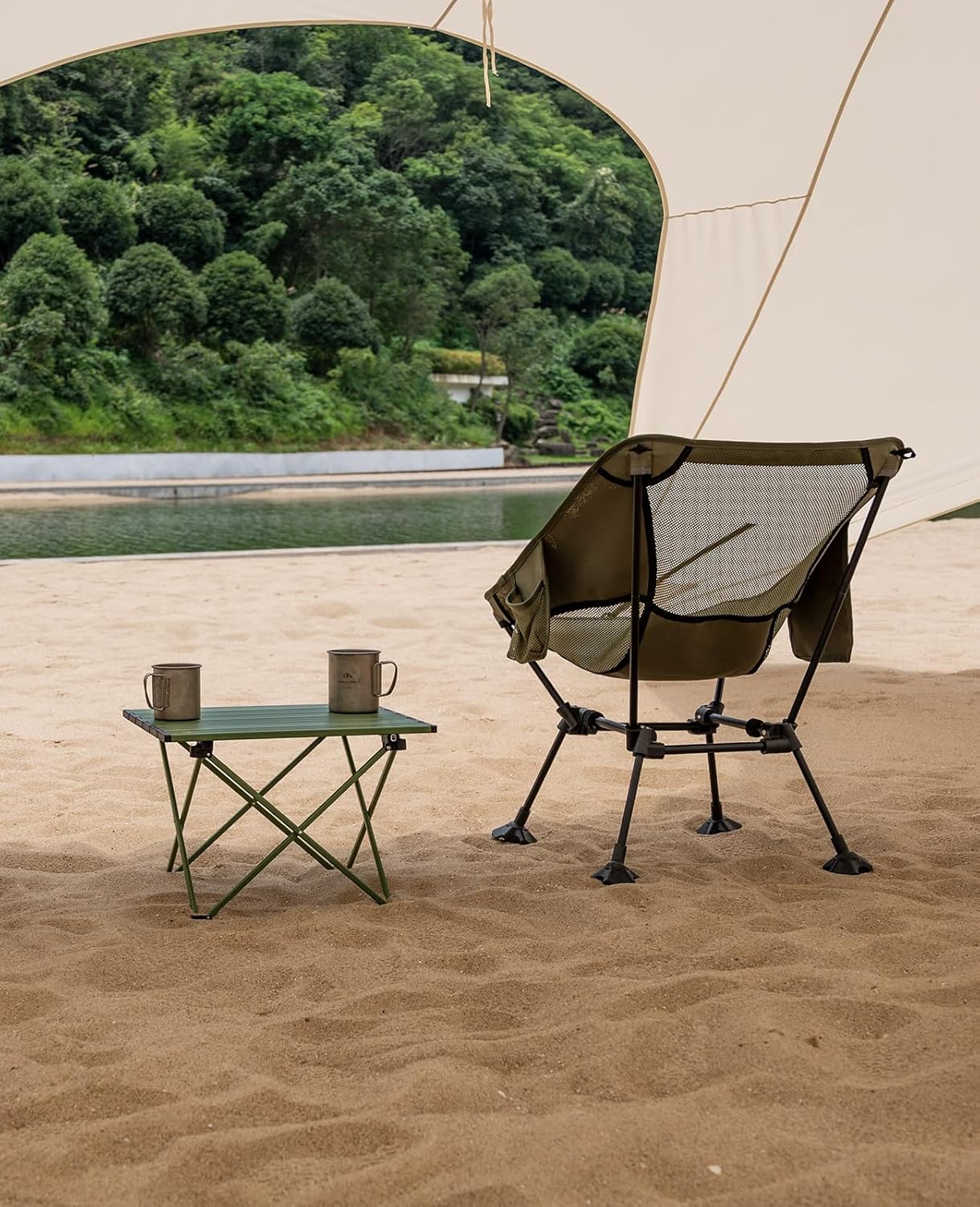 iClimb Ultralight Compact Camping Folding Beach Chair with Anti-Sinking Large Feet