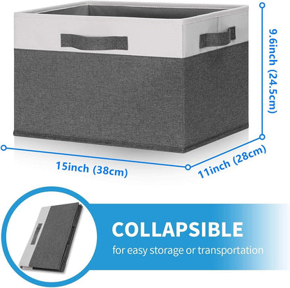 GhvyenntteS Large Closet Storage Bins with 3 Handles, 15x11x9.6 Inch Storage Baskets for Shelves, Foldable Fabric Storage Bins for Shelves, Closet Organizers and Storage Boxes 3 Pack