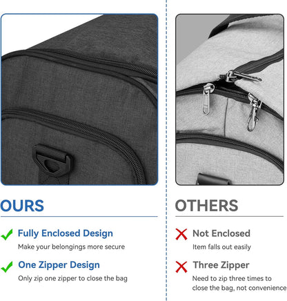 Garment Duffle Bags for Travel, Bukere Convertible Carry on Garment Duffel Bag for Men Women, Shoe Compartment, 2 in 1 Hanging Dress Suitcase Suit Travel Bags, Midnight Grey