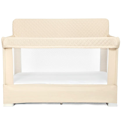 Baby Delight Lunaire Full Size Crib | Breathable Mesh Baby Crib | Tool-Free Assembly Baby Bed | 100% GOTS Certified Organic Cotton Fabric | Organic Oat