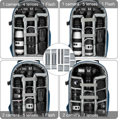TORIBIO Camera Backpack, Hardshell DSLR Photography Camera Bag, Waterproof Hard Shell Camera Case with Tripod Holder & 15.6" Laptop Compartment Compatible with Canon/Nikon/Sony/DJI Mavic Drone