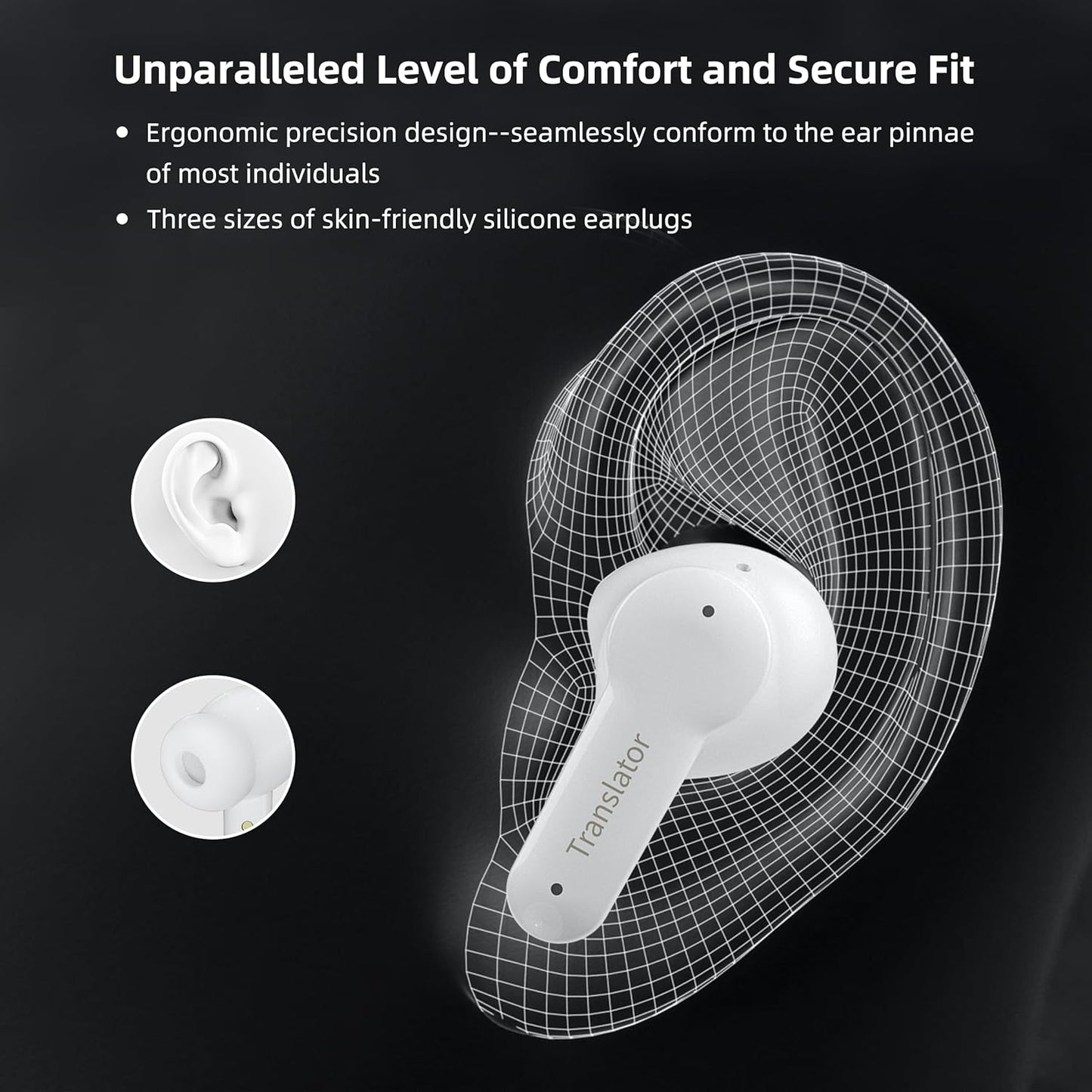 M3 Offline AI Translator Earbuds Support 144 Languages & Accents Translation Two-Way Translation Translator Device AI Translation Earbuds Real Time No Subscription Required