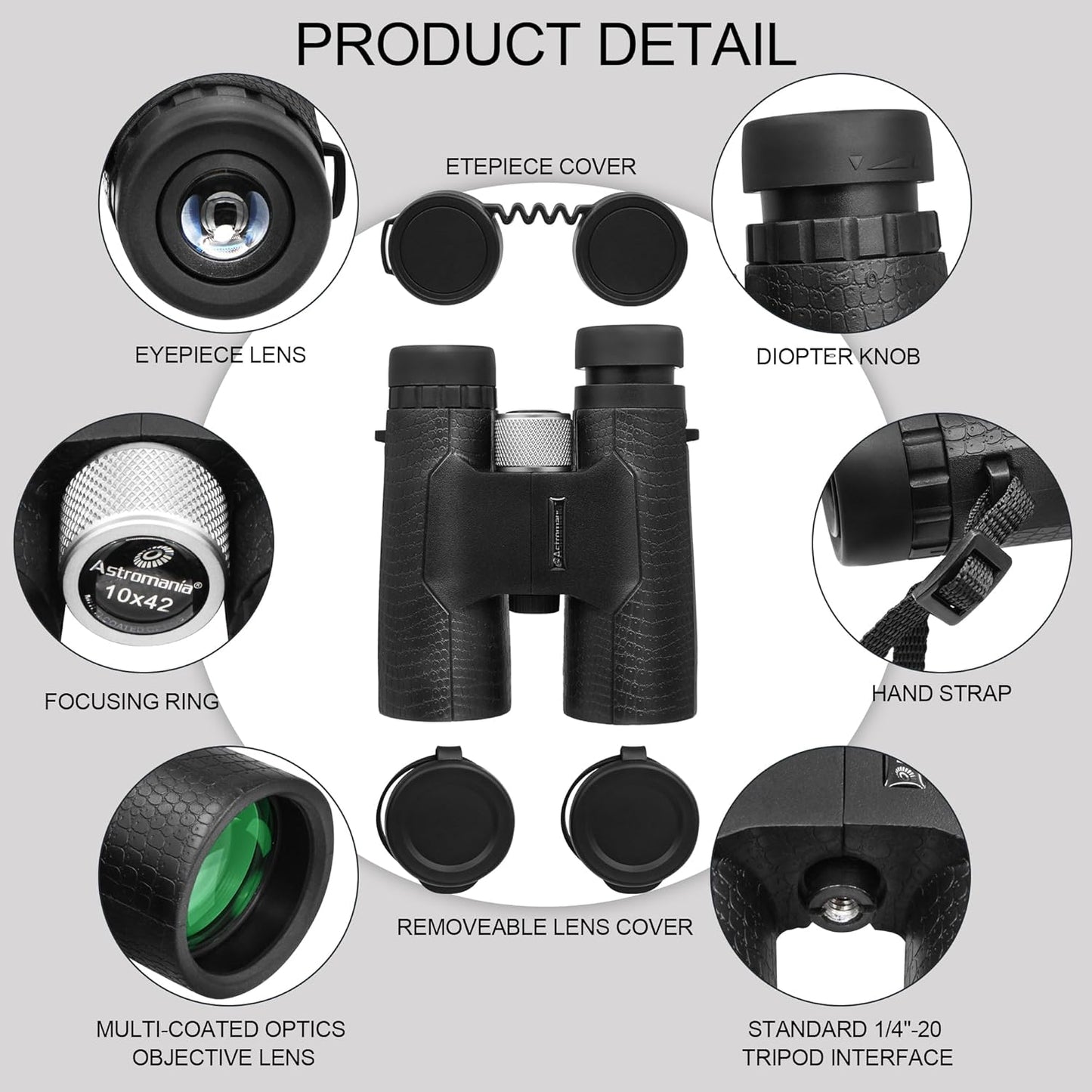 Astromania 10x42 Compact Binoculars -BK7 Prism -Gifts for Traveling, Wildlife, Concerts and Theater, Bird Watching, Camping and Sport Games