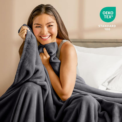 Bare Home Fleece Blanket - King Size - Ultra-Soft Lightweight for Bed, Sofa, and Couch - Luxury Microplush - Cozy Warm Blanket (King, Forged Iron Grey)