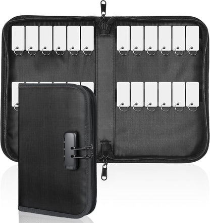 Uniclife Zippered Key Case, Waterproof and Fireproof Key Organizer with Combination Lock and 24 Key Tags, Portable Key Holder Bag for Landlords, Real Estate Sales, Hotels and Offices