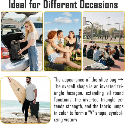 Shoe Bag，Shoe Bags for Travel，Golf Shoe Bag，Cleat Bags for Sports Smell Proof，New Upgraded Waterproof, Anti-odor, Remove odor（Double magnetic closure design）