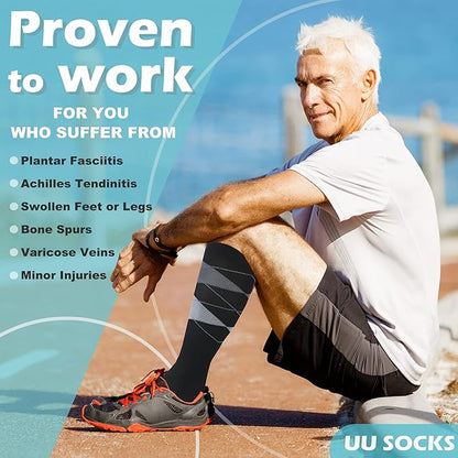 Medical Compression Socks for Women and Men 3 Pairs 20-30 mmHg Knee High Christmas Compression Stockings Circulation Best for Running Athletic Nurses