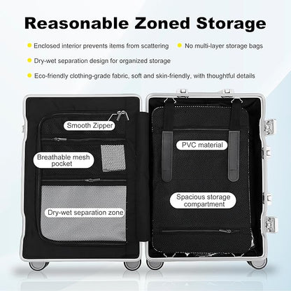YYW Aluminum Carry-On Luggage Airline Approved Lightweight Suitcase with TSA Lock and Silent Wheels, Hardshell Spinner Business Travel (silver, 24in)