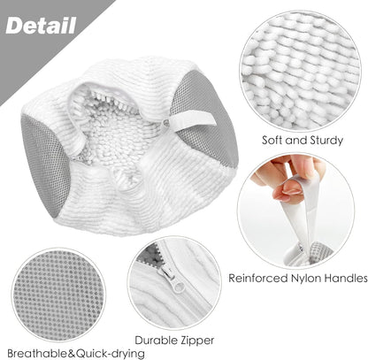 Shoe Washing Machine Bag,Laundry Shoe Bag for Washer and Dryer,Reusable Shoe Cleaning Bag for Sneakers,Tennis Shoes,With Self-locking Zipper, Microfiber Inside,Include Shoes Storage Bag (White(2PC))